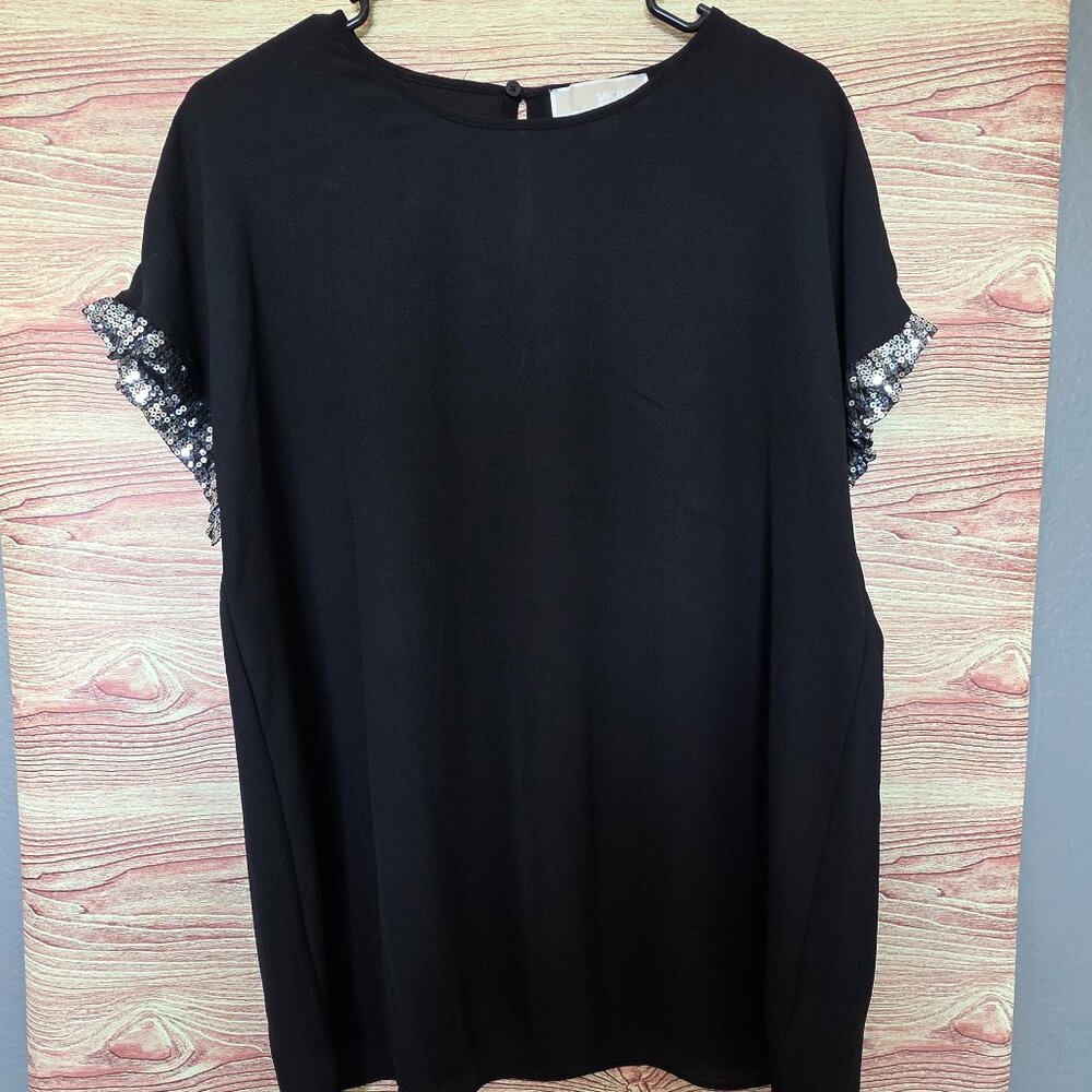 Michael Kors Black Sequin-Trim Blouse – Size XL
